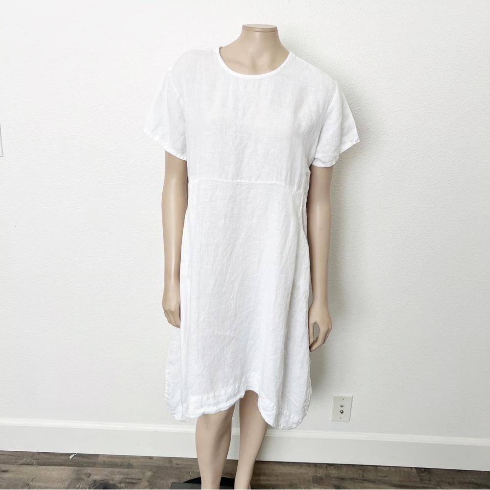 Bryn Walker Oversized Linen Short Sleeve Dress M Backyard Barbecue Lagenlook